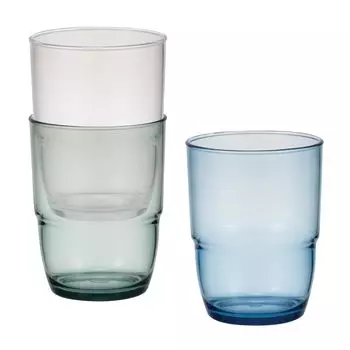CB Japan Glass Set 275ml 3 Pieces Stackable Resin Resin Resin Resistant Stacking Tumblers Set of 3 uca [Clear, Blue, Green]