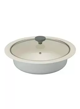 CB JAPAN Кастрюля 24 см со стеклянной крышкой, керамическая, окрашенная в серый цвет, для 2-3 человек, настольная кастрюля, которую можно использовать круглый год [совместима с домашним хозяйством/газом]