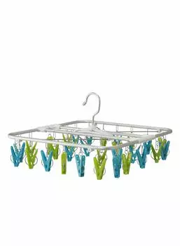 CB Japan Laundry Drying Green x Aluminum 30 Pinch Clothes Indoor Adjustable Kogure Rack, Blue, Frame, Hanger, Drying, Hooks,