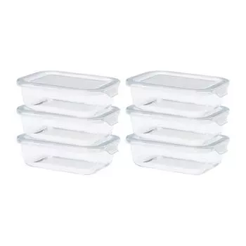 CB Japan Стеклянный контейнер для хранения Средний Набор из Для микроволновой печи Посудомоечной машины Дезинфекция кипячением Контейнер Atomico термостойкий, Размер, 640 мл, 6,