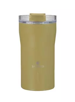 CB Japan Tumbler with Lid Vacuum Insulated Stainless Steel 2 Layer Structure Beige 350ml Locking Spout KARIBA Tumbler SANTECO