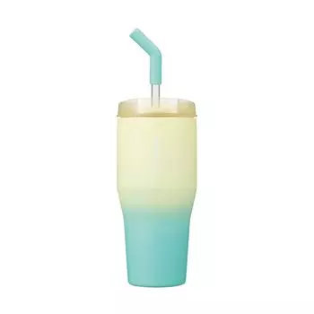 CB Japan Tumbler with straw and lid Yellow x Green 670ml Vacuum insulated Stainless steel structure ANIE2WAY Tumbler 670 SANTECO 2-layer