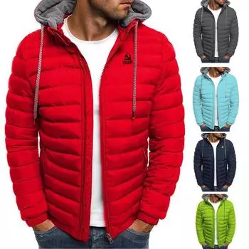 CCCP Осень Зима Куртка с Капюшоном Мужское Пальто Модная Повседневная Тонкая Мужская Куртка Ветрозащитная Теплая Водонепроницаемая Куртка Мужская Молния Простой Сплошной Цвет S чёрный