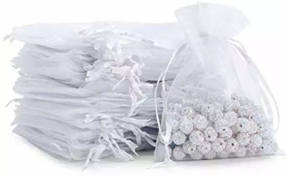 CCINEE Сумка на шнурке, органза, упаковочный мешок, 100 штук, упаковка для попурри, подарочный прозрачный простой чехол для аксессуаров, 100 шт., 6,58,5 см (6,58,5 СМ белый