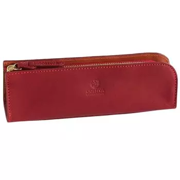 CCOMPANY LIMITED Pencil Case Large Capacity Full Vegetable Tanned Cowhide Pencil Case Cortiva 2 (Red)