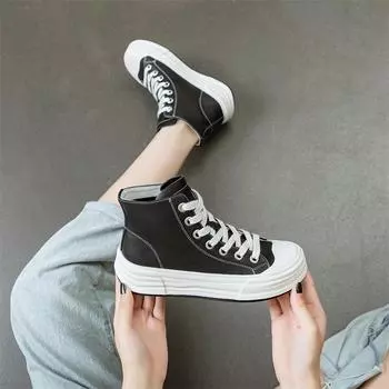CCVV Women s 2022 Autumn High-Top Black and White Cowhide Casual Shoes - Trendy, Comfortable Student Footwear 38 белый