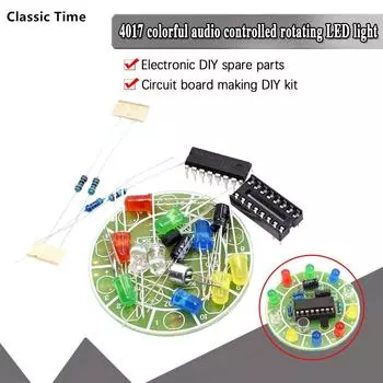 CD4017 красочный голосовое управление, вращающийся светодиодный светильник, комплект электронного производства, комплект «сделай сам», запасные части, студенческая лаборатория