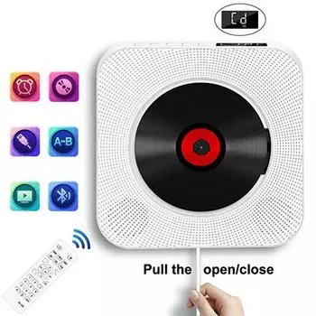 CD-плеер, настенный портативный Bluetooth-плеер для домашнего аудио с дистанционным управлением, FM-радио, встроенные Hi-Fi-динамики, MP3 розовый
