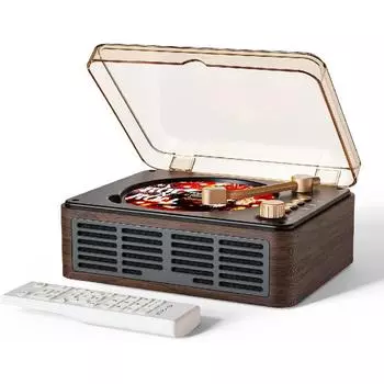 CD-плеер с динамиками Bluetooth Ностальгический ретро-портативный CD-плеер для дома Деревянный музыкальный проигрыватель FM-радио для дома Проводной и с дистанционным управлением