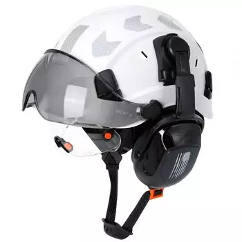 CE строительный защитный шлем с козырьком, встроенные очки, наушники для инженера, каска из АБС-пластика, промышленная рабочая кепка, защита головы