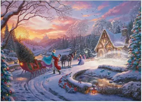Ceaco Thomas Kinkade Disney Holiday Cinderella Bring Home the Tree Puzzle 1000 Piece - - - - - синий