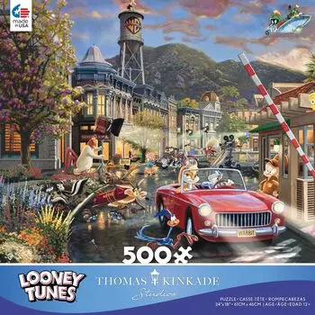 Ceaco Thomas Kinkade Looney Tunes Backlot Shenanigans 500 Piece Jigsaw Puzzle, 2415-11