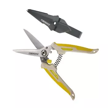 CEERAYZ 200mm Multipurpose Made with 420 Japanese Stainless Scissors for and with Protective Sheath Blue Yellow Heavy-Duty Scissors, Steel,
