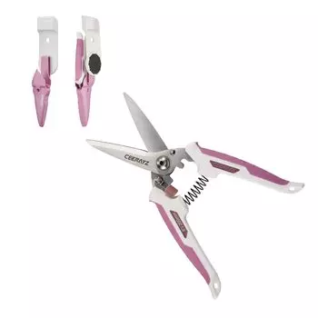CEERAYZ 200mm Multipurpose Made with 420 Japanese Stainless Industrial and Scissors for and with Protective Sheath and Magnetic Holder White Pink