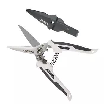 CEERAYZ 200mm Multipurpose Made with 420 Japanese Stainless Scissors for and with Protective Sheath White Gray Heavy-Duty Scissors, Steel,
