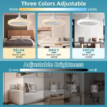 Ceiling Fan E27 With LED Light And Remote Control 3-Gear Dimmable Cooling Fan Lamp 3-Speed Lighting For Bedroom Living Room