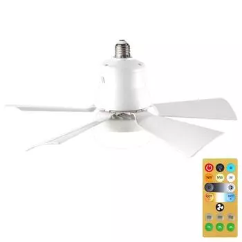 Ceiling Fan Lamp E27 Base Remote Control Modern LED Ceiling Fan 20.4 Inch Chandelier Ceiling Fan for Bedroom Living Room Balcony A