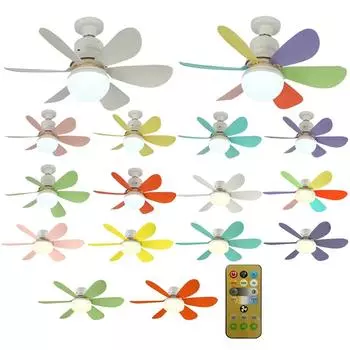 Ceiling Fan LED With Light 40W Remote Control Dimmable E27 Base Modern Smart Wireless Fans Lighting For Bedroom and Living Room 520 205mm-40W синий