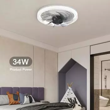 Ceiling Fan Light 4 Speeds Smart Silent Ceiling Fan Light with Converter Extender AC 85V-265V for Living Room Study Room Kitchen белый