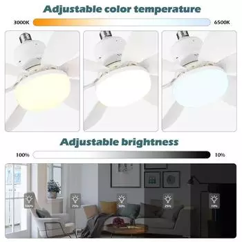 Ceiling Fan Light LED 30W E27 With Remote Control for Dimming, Suitable for Living room, Study, Household Use, 85-265V 30W