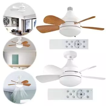 Ceiling Fan Light with Remote Socket Ceiling Fan Timing Wireless Fan 3 Gear Wind Speed 5 Blades for Living Room Bedroom чёрный