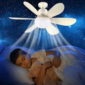 Ceiling Fan Lighting Dimmable Light Color Temperature Modern Ceiling Mount Remote Control Smart E27 Led Ceiling Fan Light 40W белый