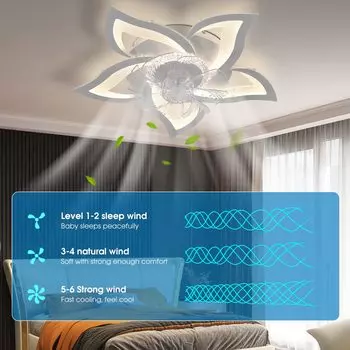 Ceiling Fan With Led Light For Living Room Bedroom Home Chandelier Modern Led Ceiling Fan Lamp Decor Lighting APP With RC Dimmable белый