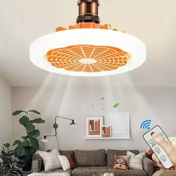 Ceiling Fan With Lights and Remote Control E27 Converter Base Dual-Purpose LED Fan Lamp Smart Silent Ceiling Fans For Bedroom 30W&85-265V белый