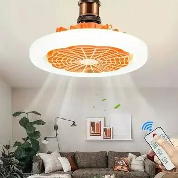 Ceiling Fan with Remote Control and 3-Speed E27 AC85-265V Lighting Base for Bedroom and Living Room Lighting 85-265V чёрный