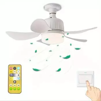 Ceiling Fan With Remote Control Lighting E27 Conversion Base AC 85-265v Lighting Base Suitable for Bedroom and Living chandelier белый