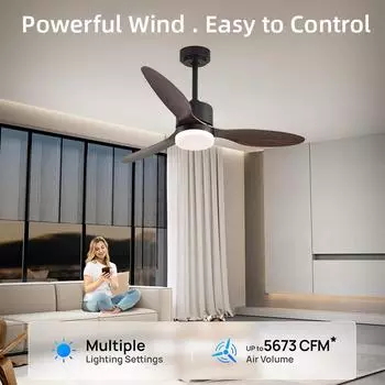 Ceiling Fans with Lights and Remote 52 Inch Quiet Reversible DC Motor Ceiling Fan for Bedroom Living Room Easy to Install 42 inch белый