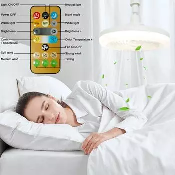 Ceiling Fans With Remote Control Light LED Lamp Fan E27 Converter Base Smart Silent Ceiling Fans Decorative Lights Dropshippings чёрный