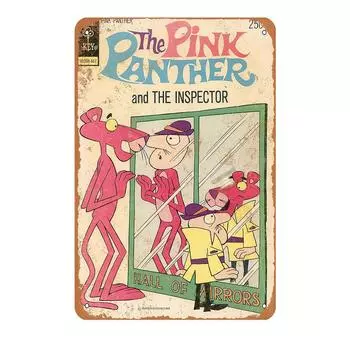 Цельная алюминиевая табличка «Розовая пантера и детектив»., (8x12 дюймов/20см*30см), идеальные украшения для ванной комнаты чёрный