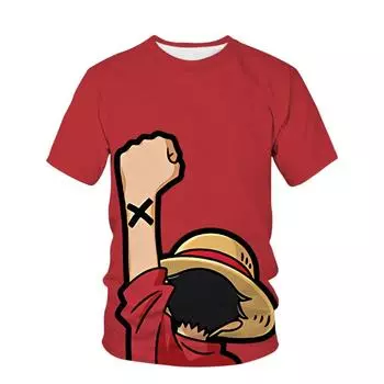 Цельная детская футболка с 3D принтом и рисунком из мультфильма, футболка с короткими рукавами и круглым вырезом, спортивная одежда с 3D Луффи, топ для женщин и мужчин 6XL