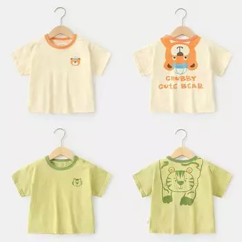 Цельная детская одежда, повседневная футболка с короткими рукавами, летняя одежда для мальчиков и девочек, детские летние топы с половиной рукавов 73CM