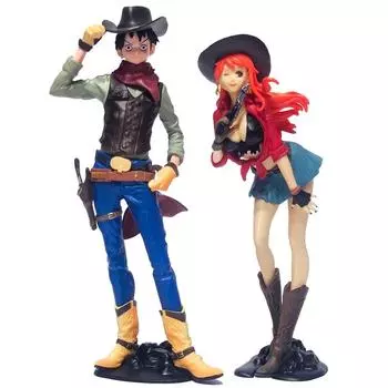 Цельная фигурка Monkey.D.Luffy Cowboy Luffy Nami, ПВХ, коллекционная модель, кукла, детская игрушка в подарок