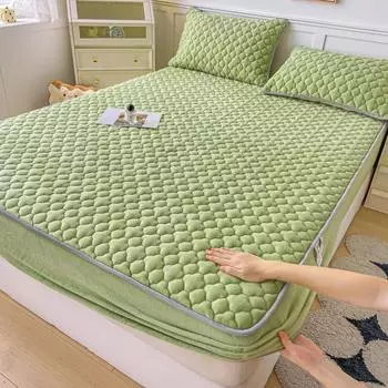 Цельная молочная бархатная хлопковая простыня на подкладке, кровать размера «queen-size», утолщенное покрывало, новый зимний флисовый защитный чехол для матраса 90X200X30cm