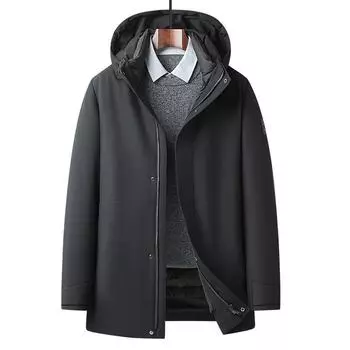 Цельная мужская куртка-пуховик из трех частей со съемным гусиным пухом, осенне-зимняя куртка на гусином пуху, теплая куртка для активного отдыха M чёрный