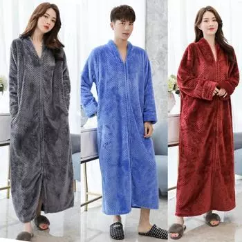 Цельная осенне-зимняя ночная рубашка унисекс большого размера, банная юбка, зимняя длинная ночная рубашка из плотной фланели, женская ночная рубашка XL белый