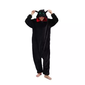 Цельная пижама беззубик, костюм для косплея, фланелевый комбинезон кигурум для взрослых, одежда для всего тела на Хэллоуин XL чёрный