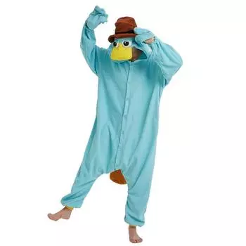 Цельная пижама Platypus Kigurumi, карнавальный костюм с героями мультфильмов для Хэллоуина, одежда для всего тела S синий