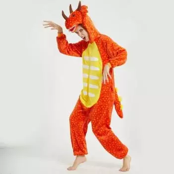 Цельная пижама с изображением динозавра из мультфильма, костюм для косплея, наряд для ролевых игр на Хэллоуин, плотная фланелевая пижама, зимняя теплая домашняя одежда M светло-зеленый