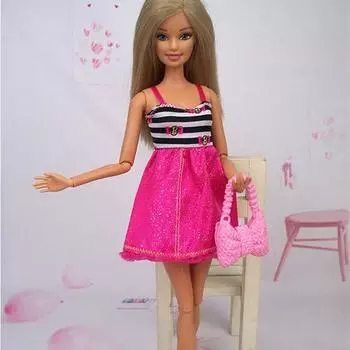 Цельная повседневная кукольная одежда для кукол Барби, одежда для кукол BJD 1/6, короткие платья, одежда Vestido, лучший подарок, детская игрушка розовый