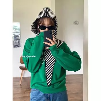 Цельная шапка-балаклава с капюшоном, вязаная шапка с капюшоном, повседневный воротник-стойка, многофункциональная осенне-зимняя корейская полосатая шапка-бомбер 55-59cm