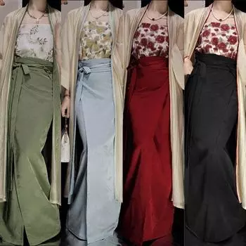 Цельная юбка Ханфу в китайском стиле династии Сун и топ с модифицированными элементами, ежедневный женский костюм для поездок на работу L синий