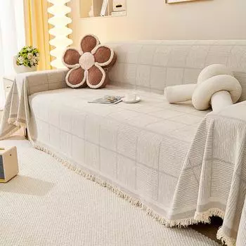 Цельное клетчатое полотенце из синели, современное простое нескользящее диванное полотенце, цельный универсальный чехол, тканевое одеяло, чехол 180*130cm