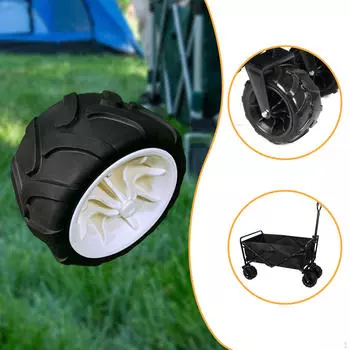 Цельное колесо для пляжной тележки, Универсально портативное, Запасные части, Тележка, Складное, Кемпинг, White Black
