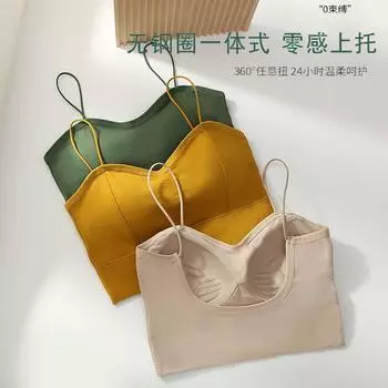 Цельное нижнее белье для женщин с маленькой грудью, без стальных колец, с нагрудной подушечкой для впитывания пота и нескользящим топом M (90-52.5kg recommended) чёрный