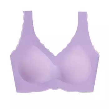 Цельное нижнее белье U-образной формы с волнистым узором для женщин, собранное с желейным клеем, бесшовная спина и бюстгальтер со стальным кольцом L лавандовый
