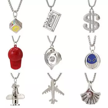 Цельное ожерелье, красное, зеленое, пистолет, черная шляпа, лента, знак доллара, улыбающееся лицо, сито, двойная ракушка дельфина, жемчуг, кулон в виде самолета 60cm